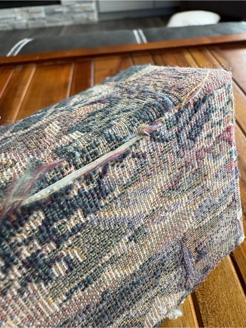 Vintage Tapestry Jewelry Box with Pattern and Tassel Closure